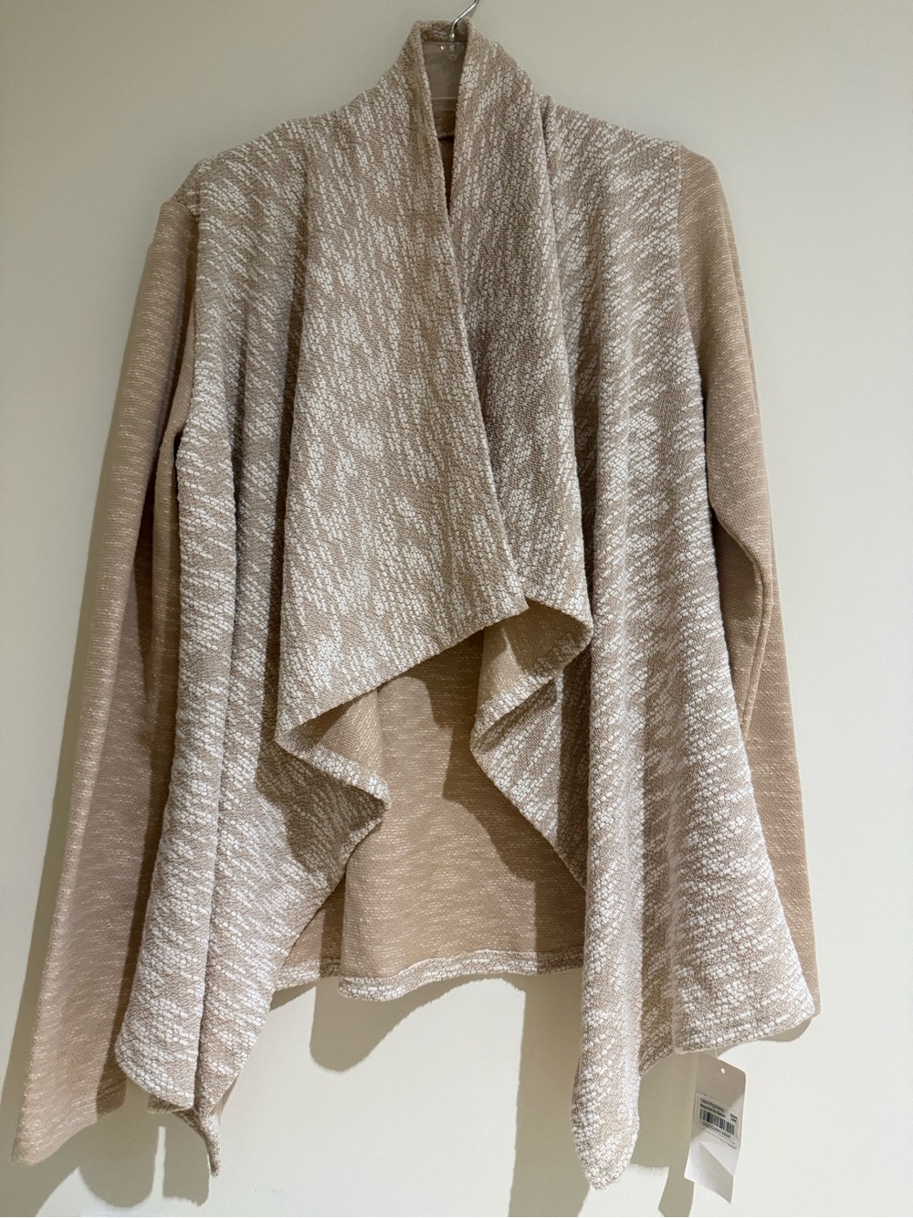 Beige Draped Open-Front Sweater, Size S